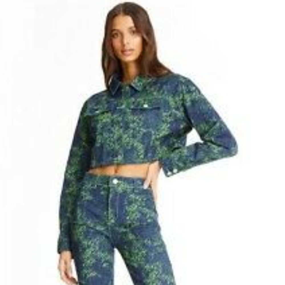 I.AM.GIA Blue and Green Cropped Jacket and Pants Set
